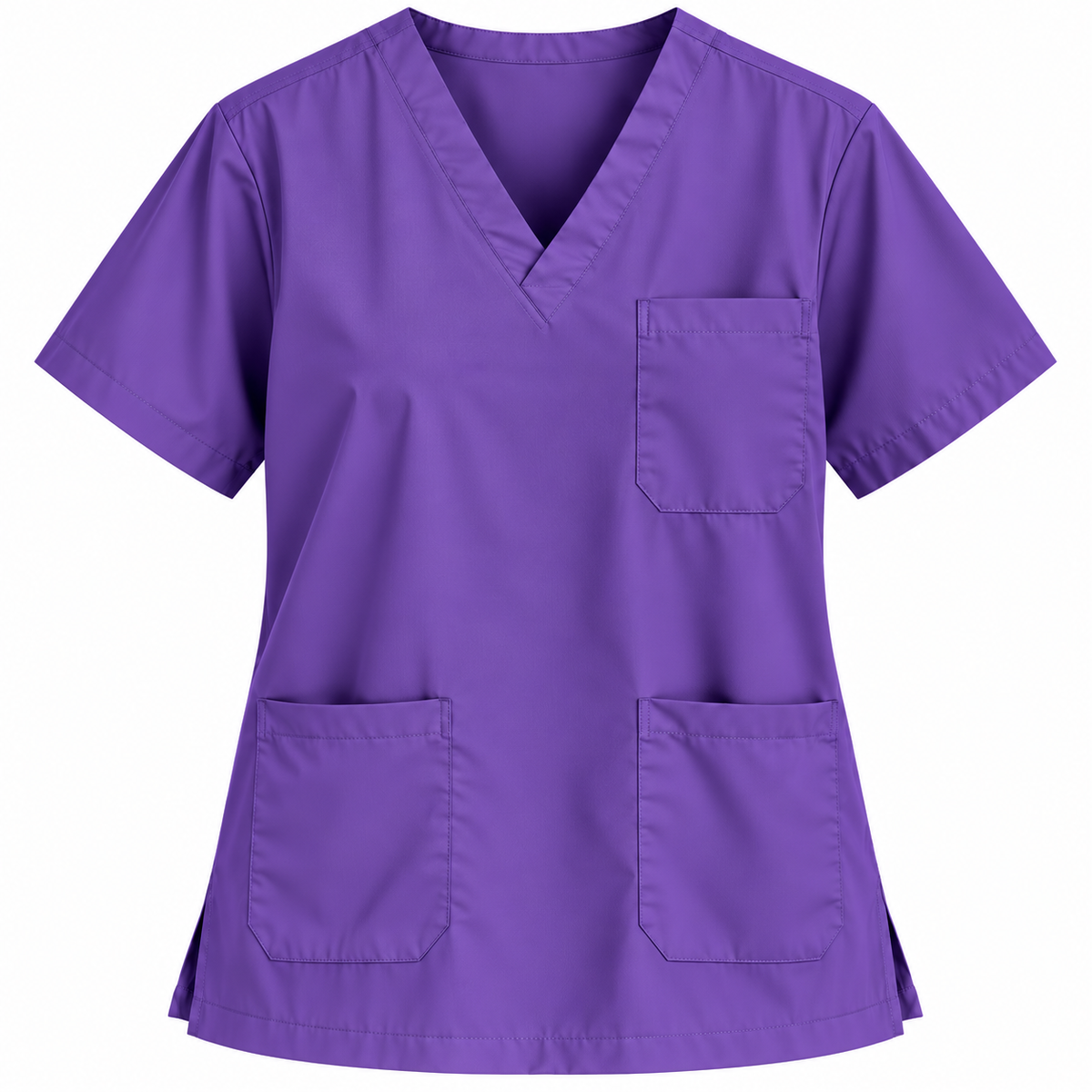 Purple women's V-neck medical scrub top