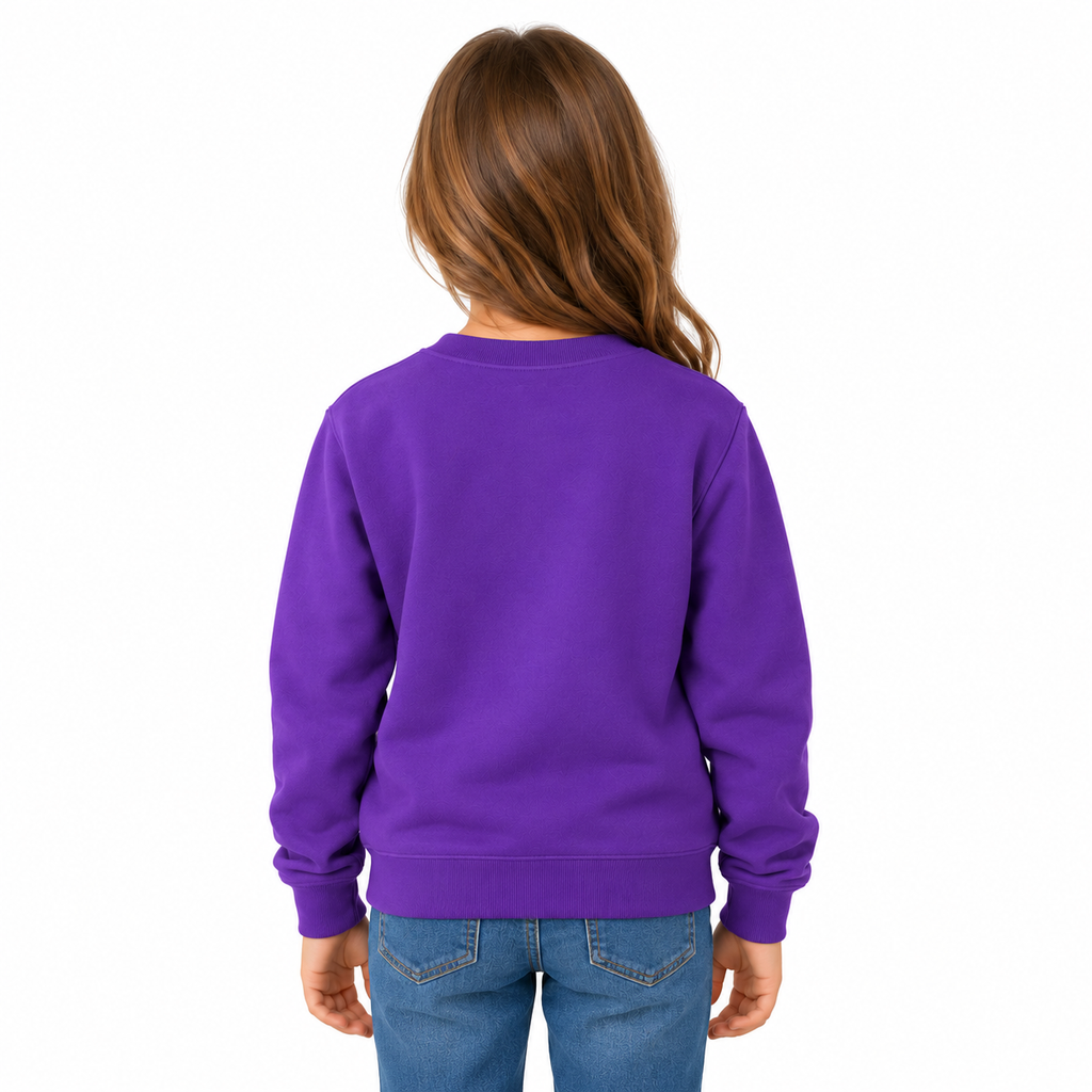 Purple Girls' Crew Neck Fleece Sweatshirt view 3