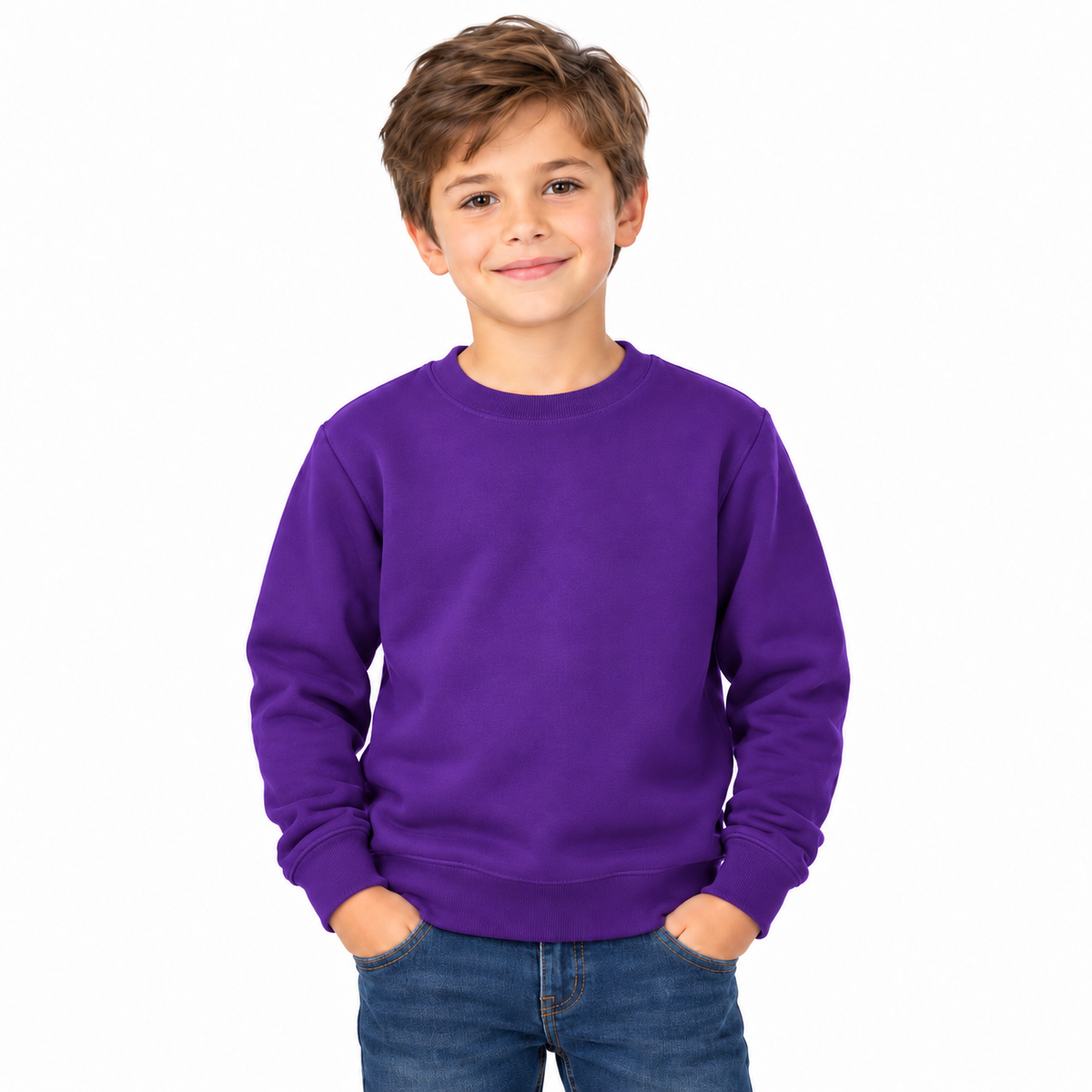 Purple Boys' Crew Neck Fleece Sweatshirt