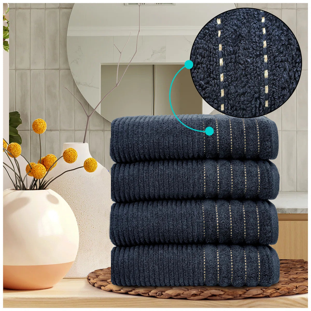 100% Egyptian Cotton Paris Ribbed Towels | 6 Colours | 600 GSM