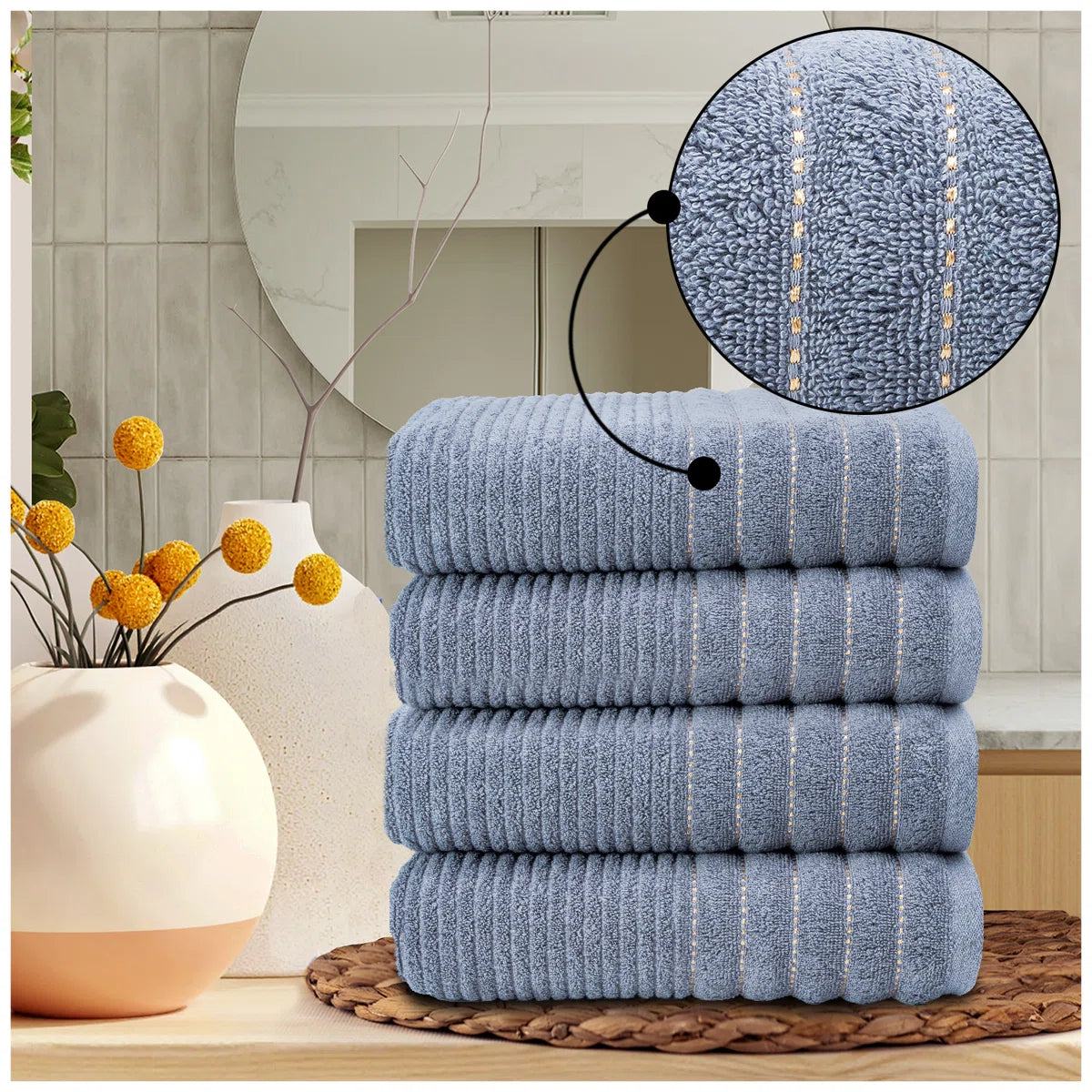 100% Egyptian Cotton Paris Ribbed Towels | 6 Colours | 600 GSM