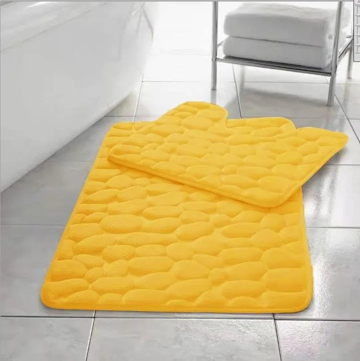 pebble memory foam bath mat set ochre