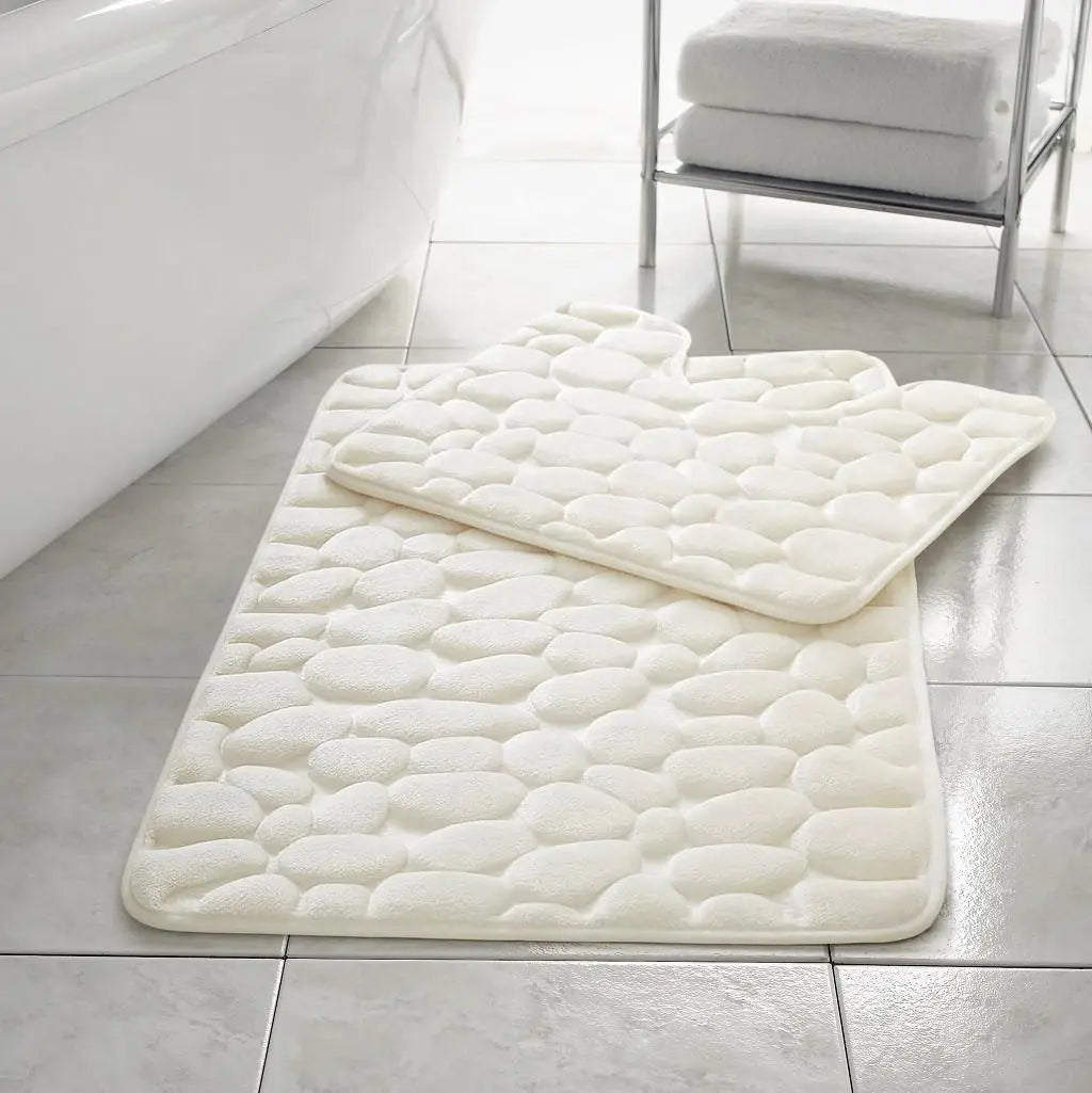 pebble memory foam bath mat set cream