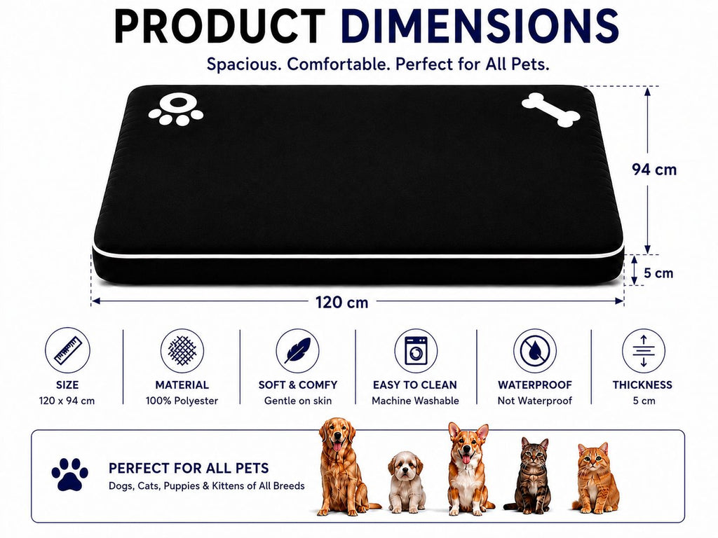 Pet Bed Mats Bone & Paw | 9 Colours | 2 Sizes