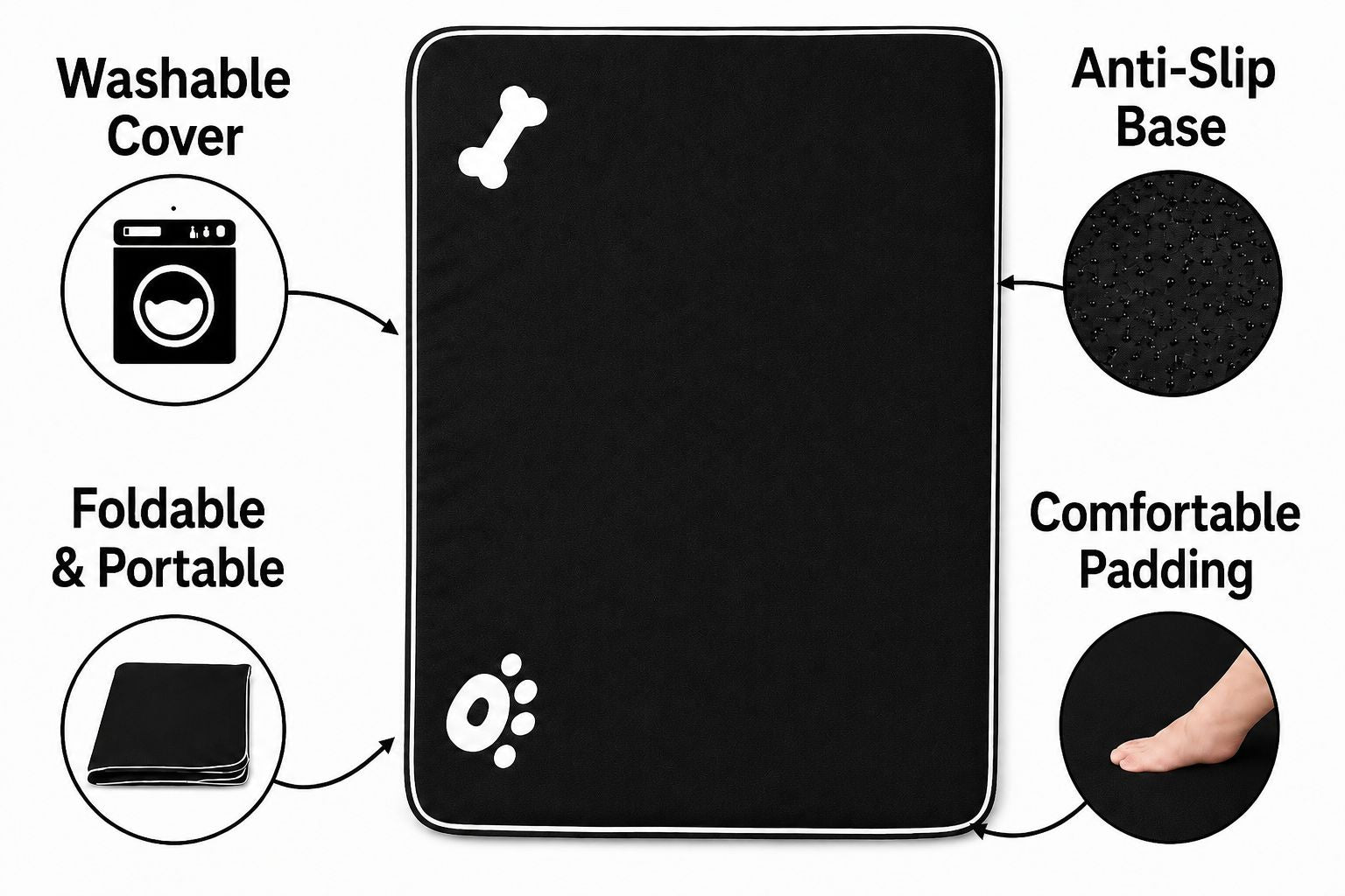 Pet Bed Mats Bone & Paw | 9 Colours | 2 Sizes