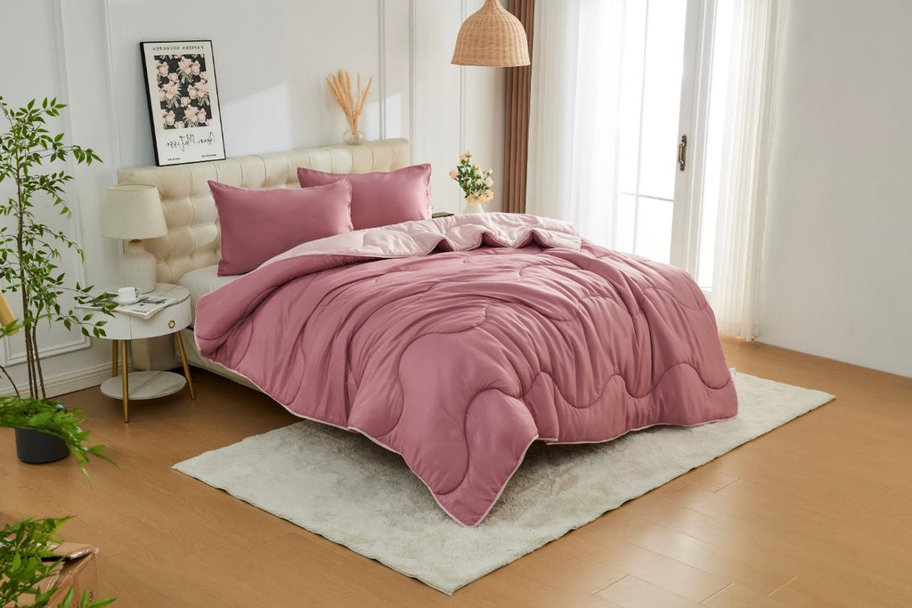 Pink / Dark Pink Coverless Duvet & Pillowcases Set | TOG 10.5