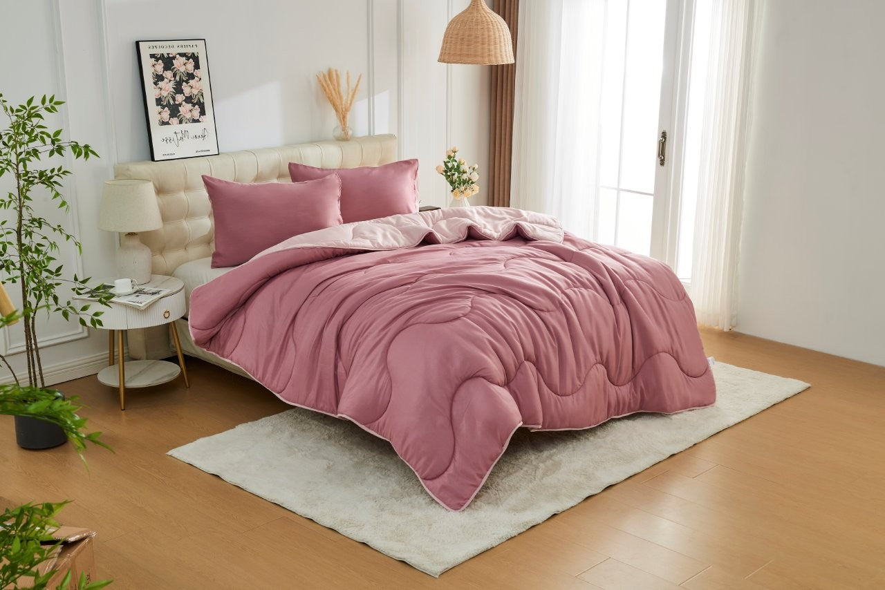 Pink / Dark Pink Coverless Duvet & Pillowcases Set | TOG 10.5