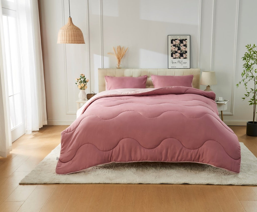 Pink / Dark Pink Coverless Duvet & Pillowcases Set | TOG 10.5