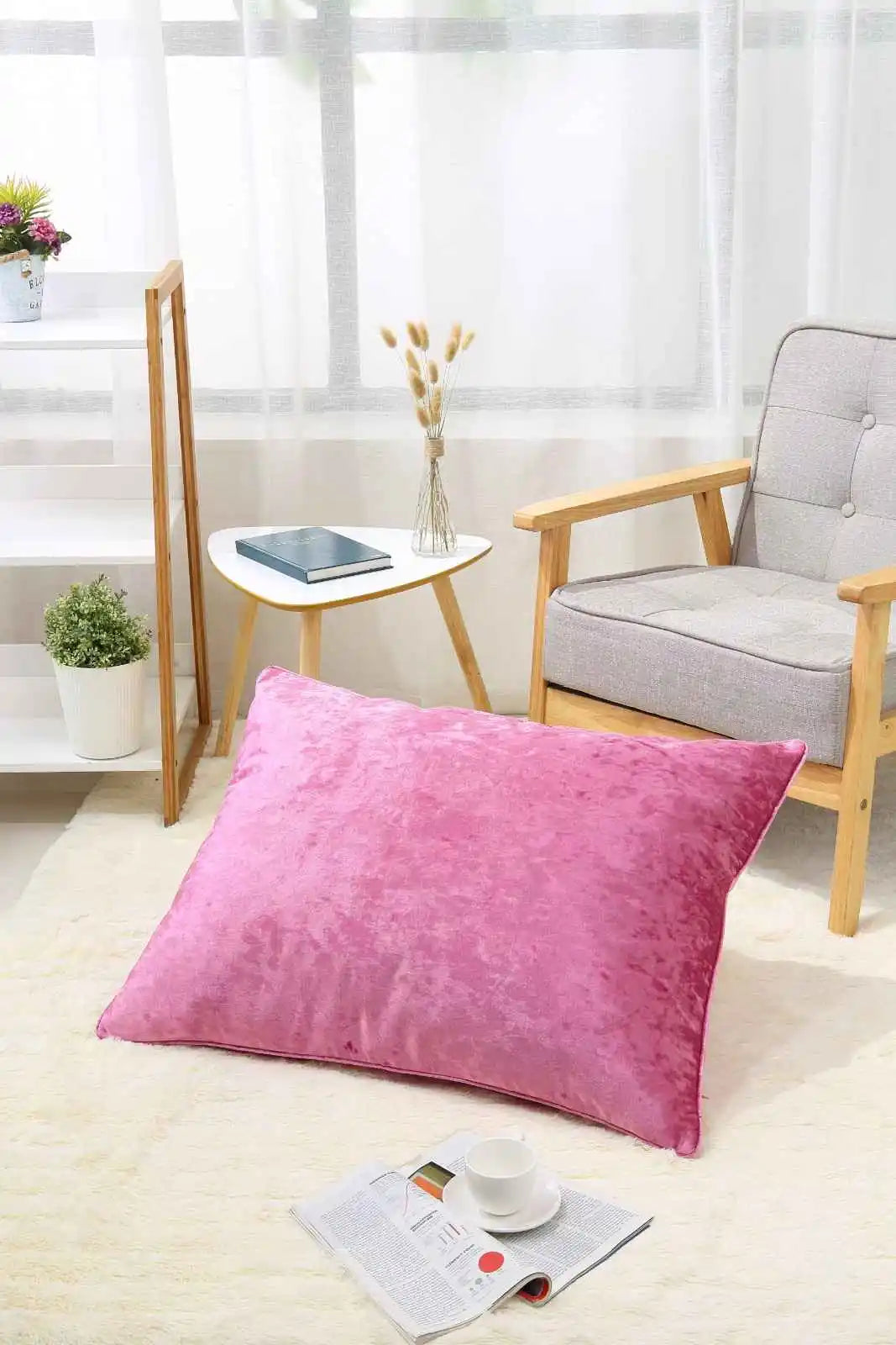pink Crushed velvet cushion covers