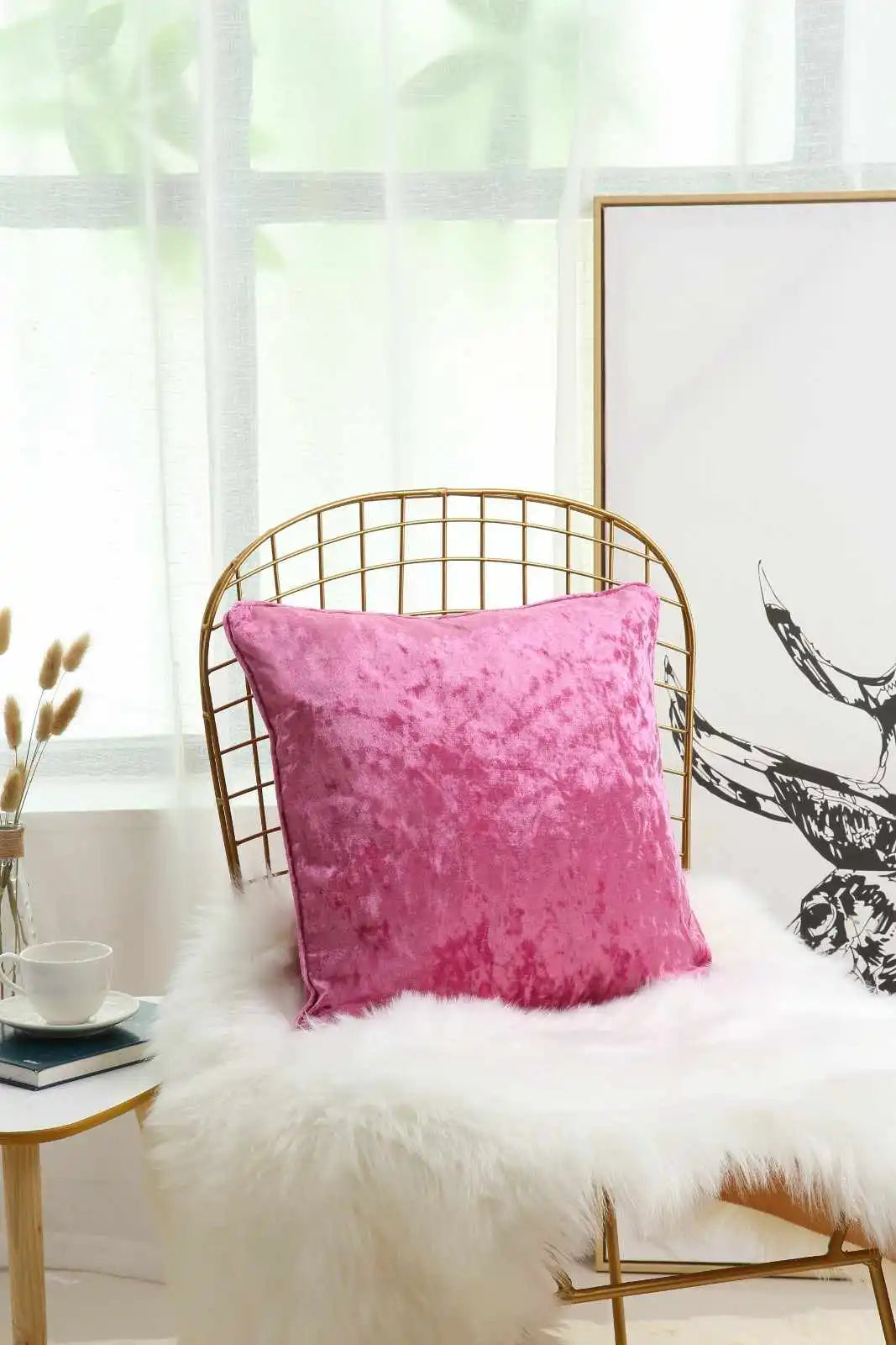 pink Crushed velvet cushion covers