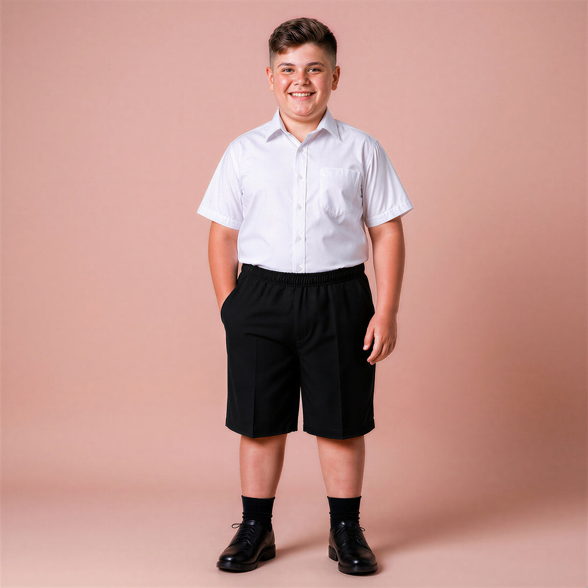 Black Plus Size Pull-On School Shorts – Full Elasticated Waist