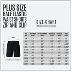 Black Plus Size School Shorts – Half Elasticated Waist with Zip & Clip