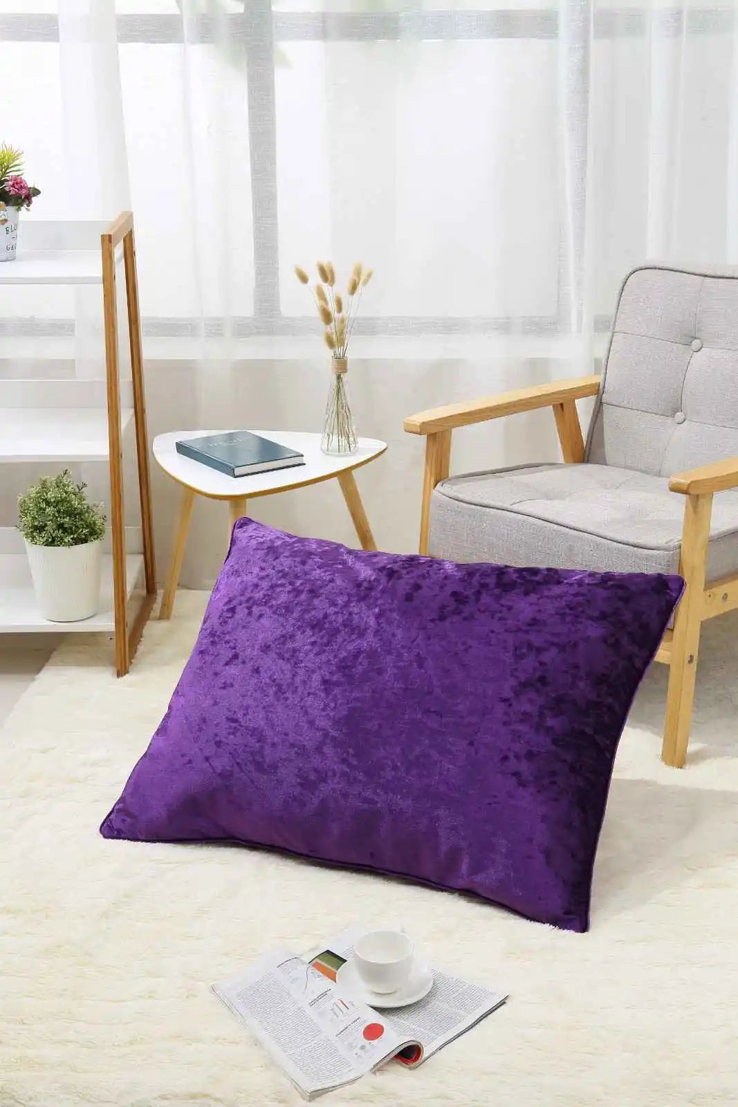 purple Crushed velvet cushion covers