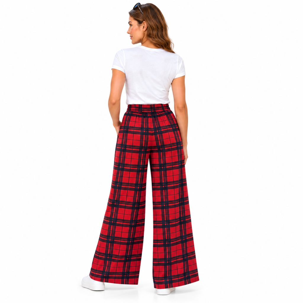 Tartan Check Palazzo Trousers | 3 Colours