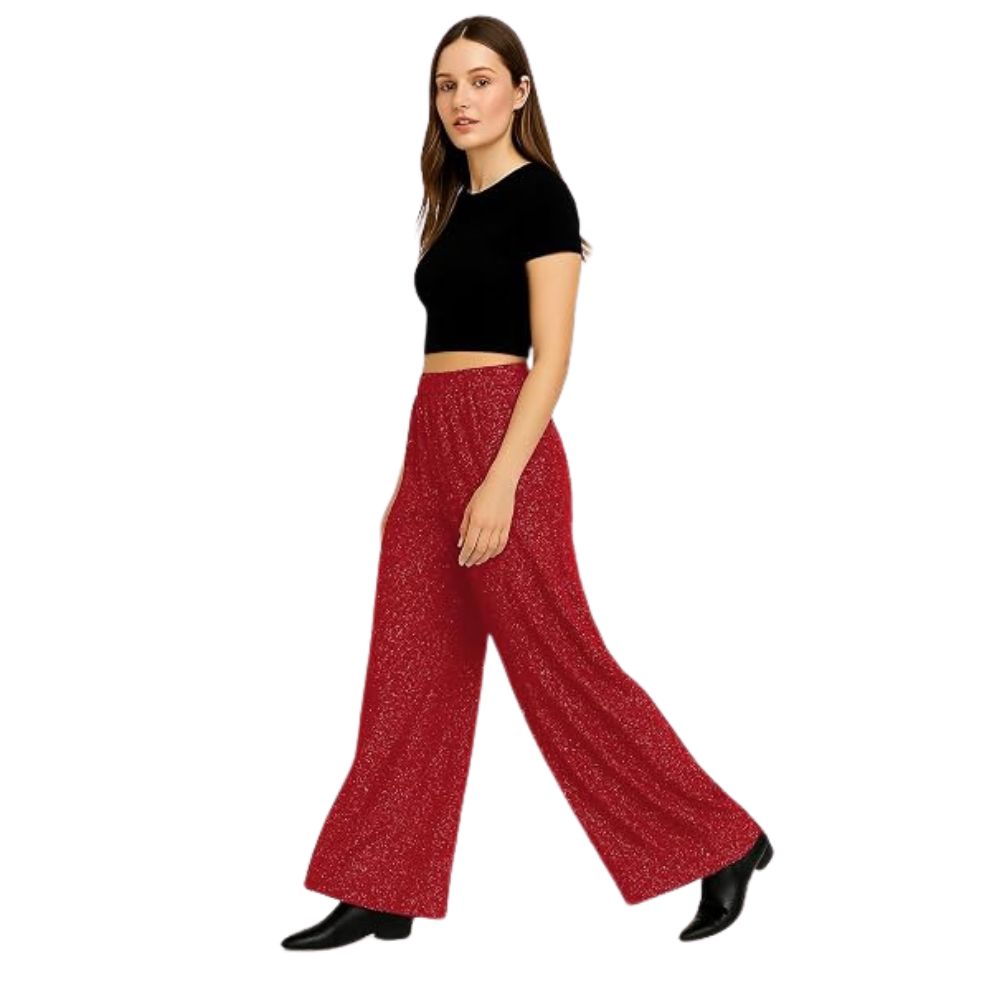 Metallic Glitter Jersey Palazzo Trousers | 7 Colours