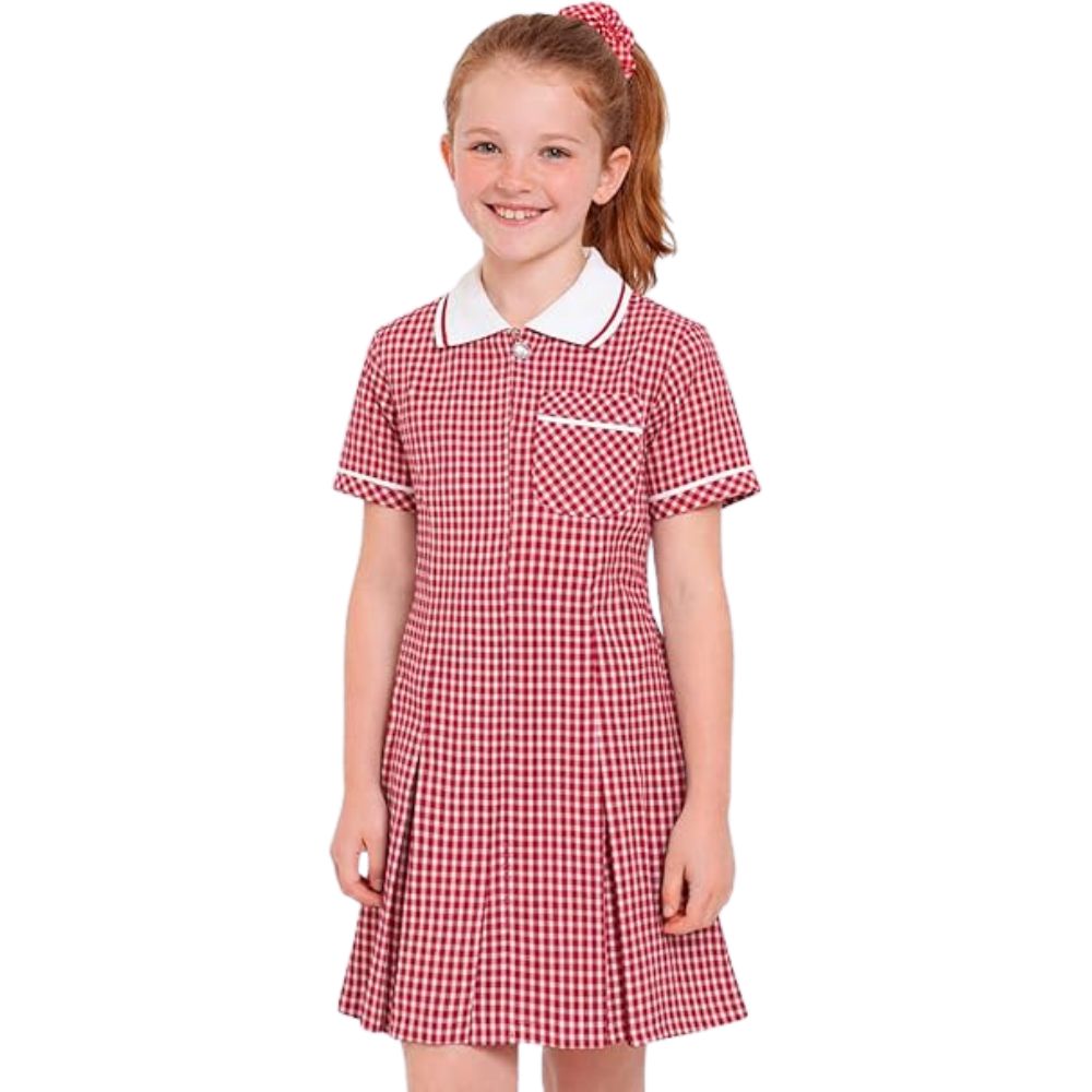 Girls Gingham Check Pleated Dress | 7 Colours