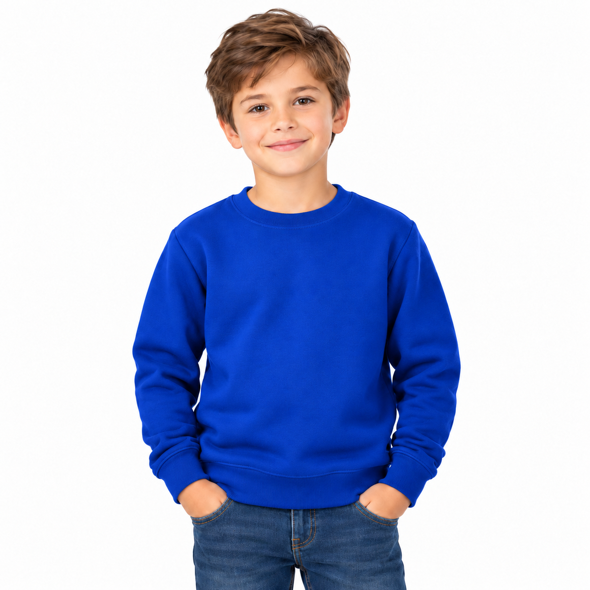 Royal Blue Boys' Crew Neck Fleece Sweatshirt