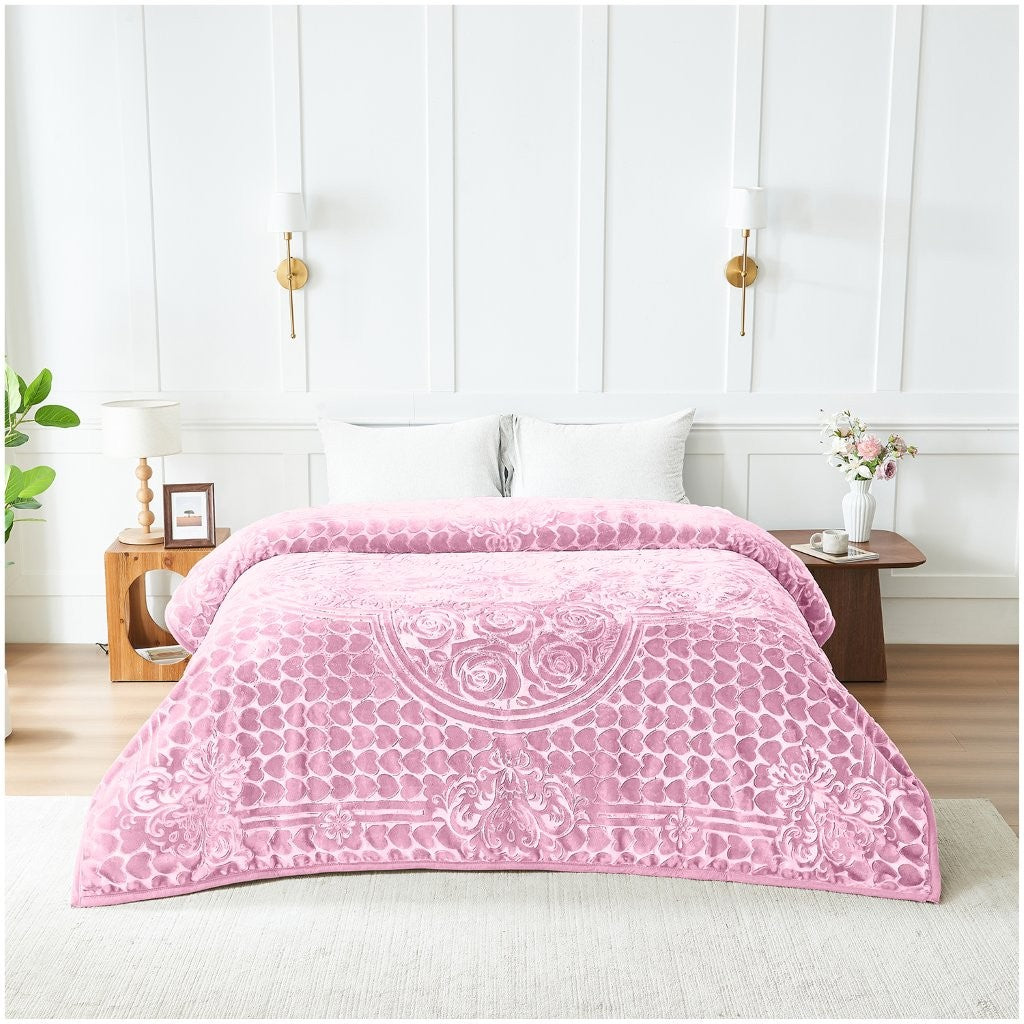 Blossom Heart Heavy Blanket | 200CM x 240CM | Blush Pink