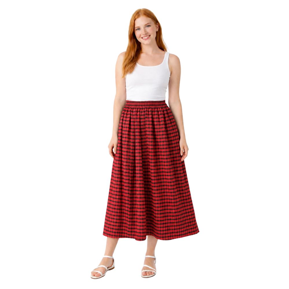 Gingham Crinkle Midi Skirt | 7 Colours