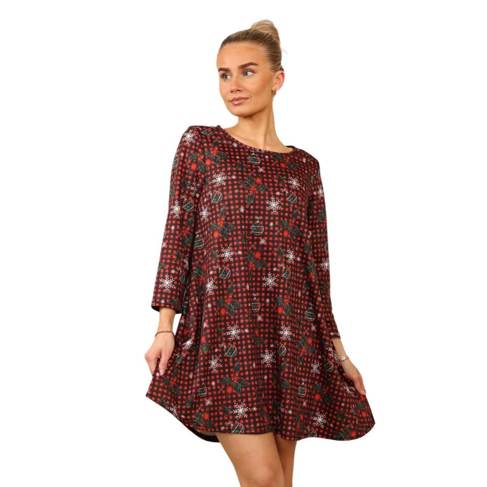 Red XMAS Casual Loose Swing Summer Dress