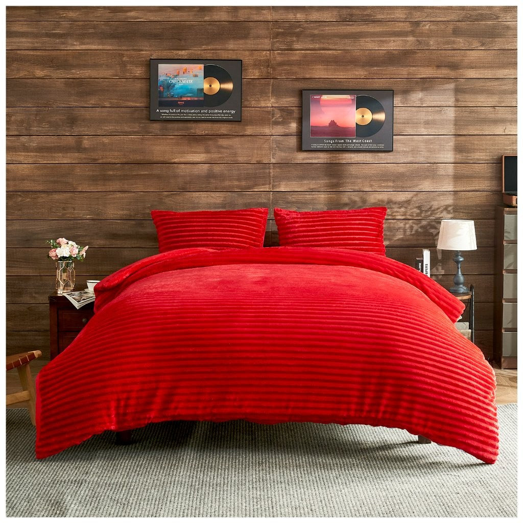 Osum Ribbed Teddy Fleece Duvet Cover Set | 15 Colours