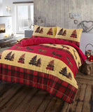 stag flannelette duvet cover set red