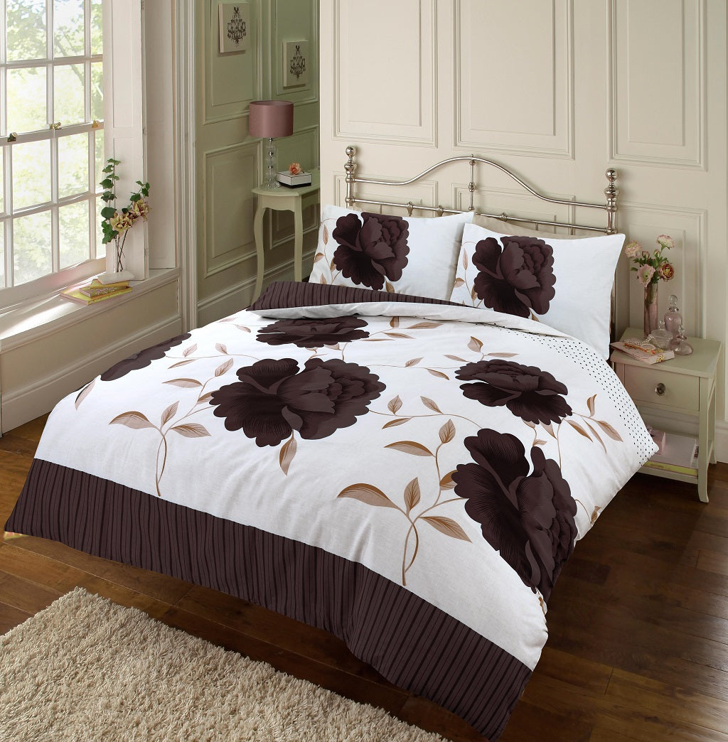 rosaleen printed duvet cover set chocolate