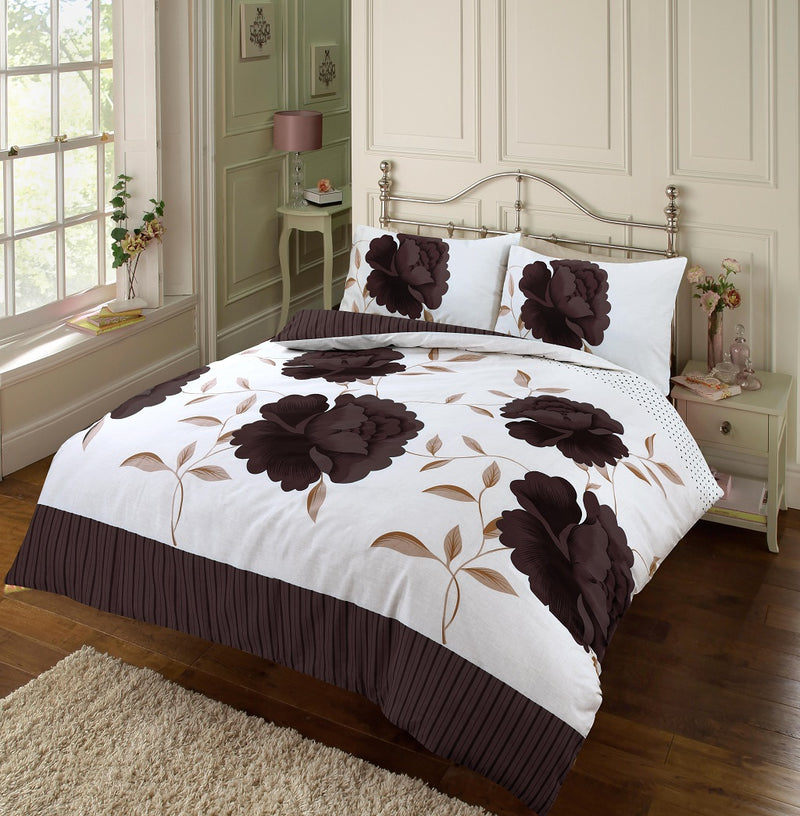 rosaleen printed duvet cover set chocolate