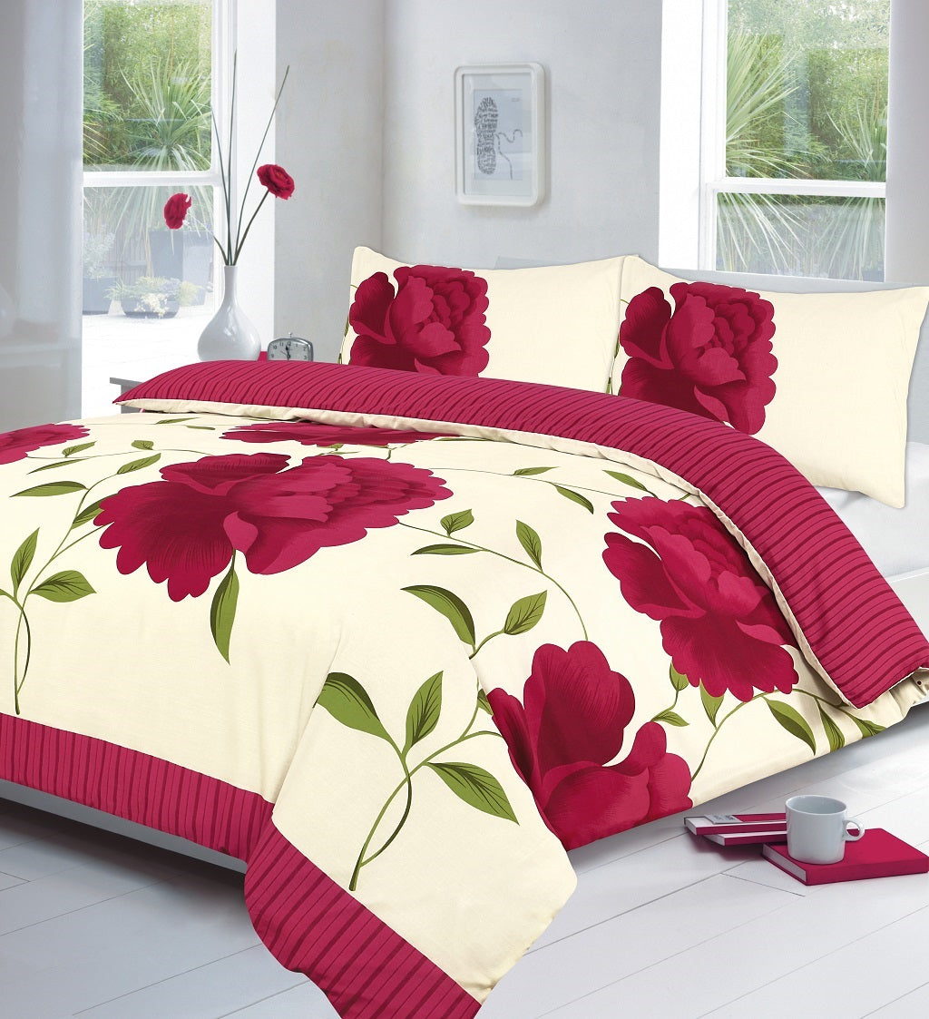 rosaleen printed duvet cover set fuchsia