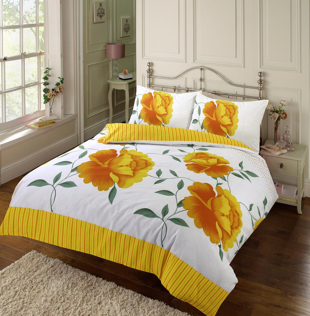 rosaleen printed duvet cover set yellow