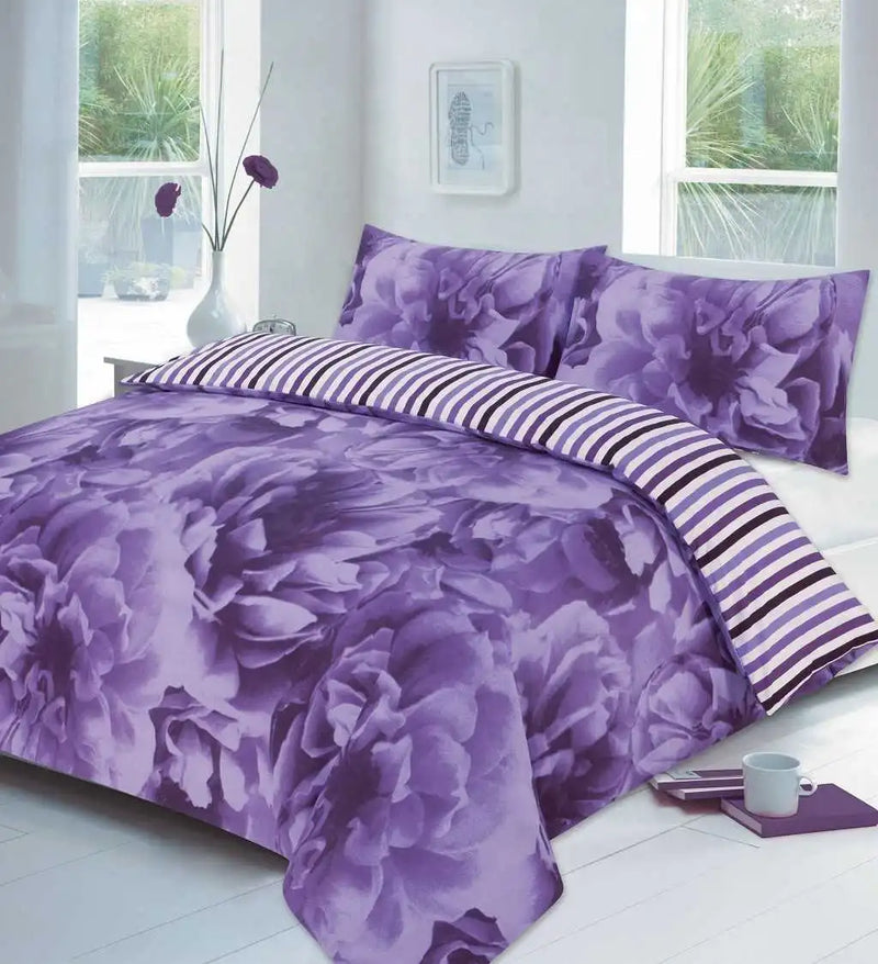 rose printed duvet cover set lilac