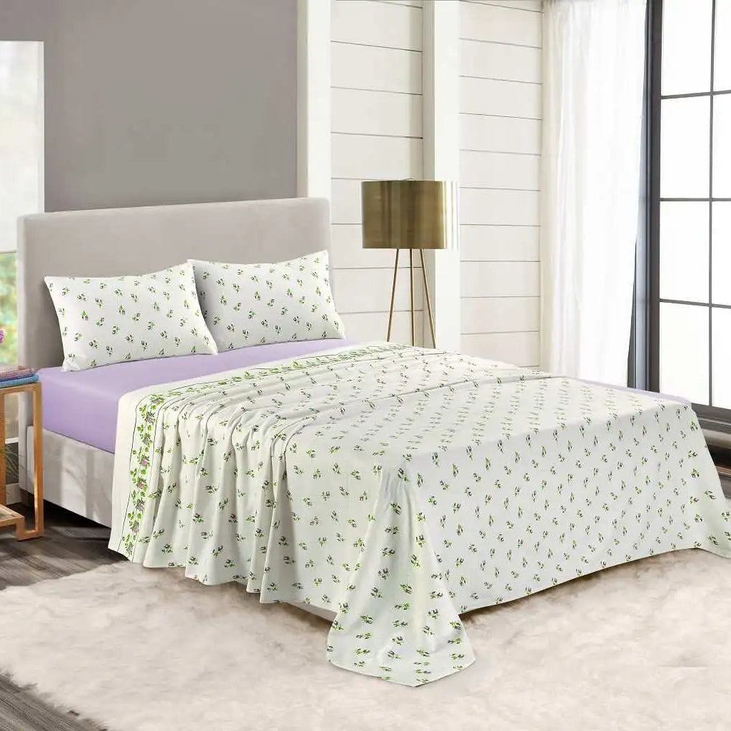 Thermal flannel rose bud sheet set lilac