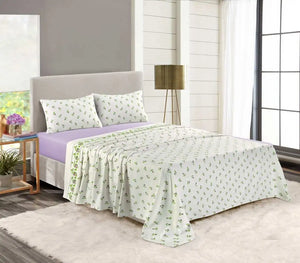 Thermal flannel rose bud sheet set lilac