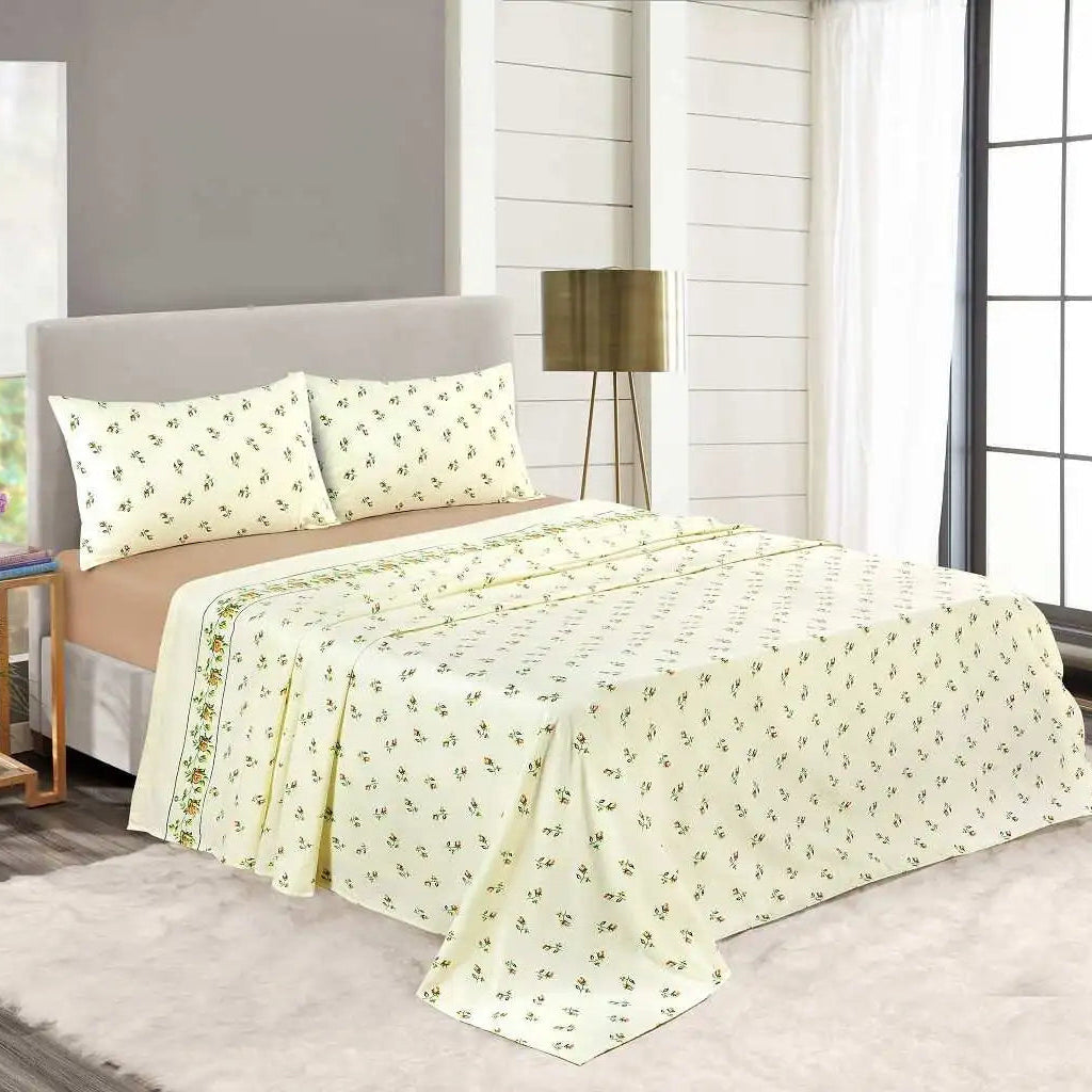 Thermal flannel rose bud sheet set natural