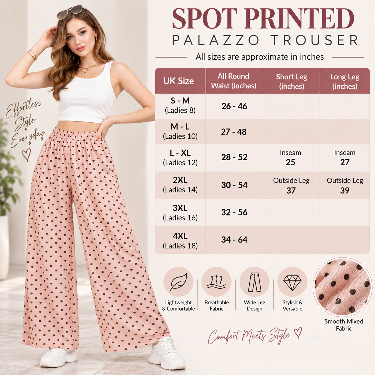 Nude Spot Printed Jersey Palazzo Trousers
