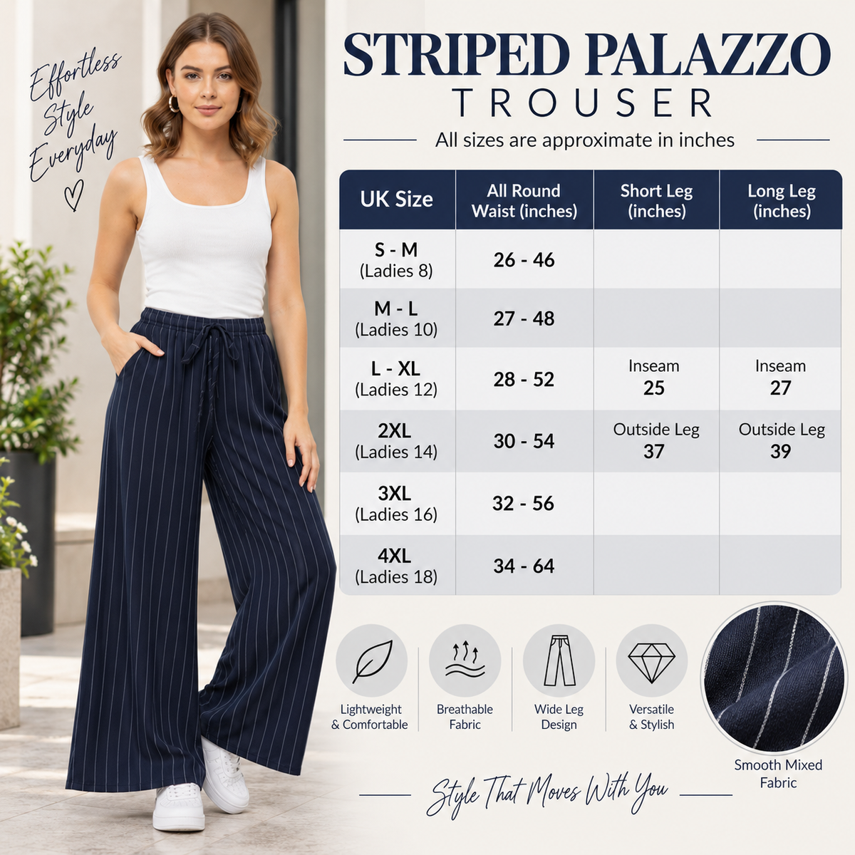 Striped Jersey Palazzo Trousers | 5 Colours