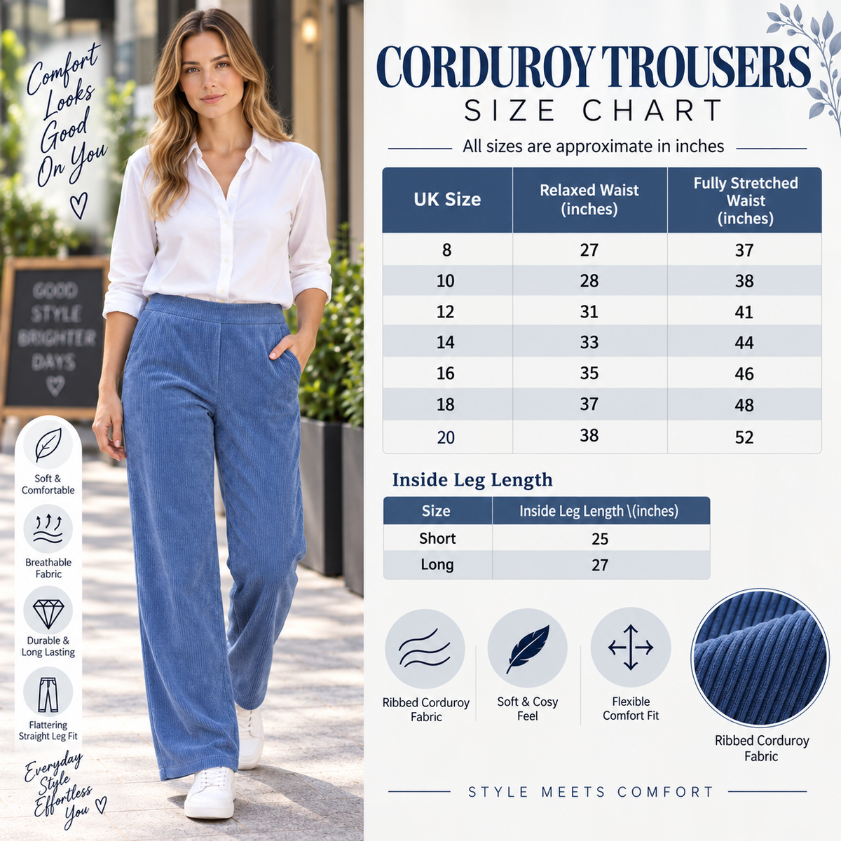 Ribbed Corduroy Pull-On Trousers | 6 Colours