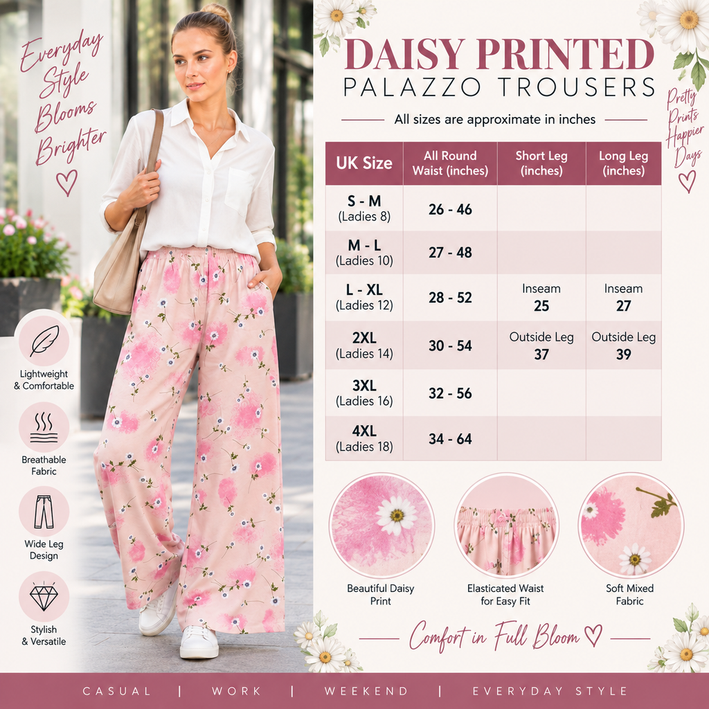 Daisy Printed Palazzo Trousers | 2 Colours