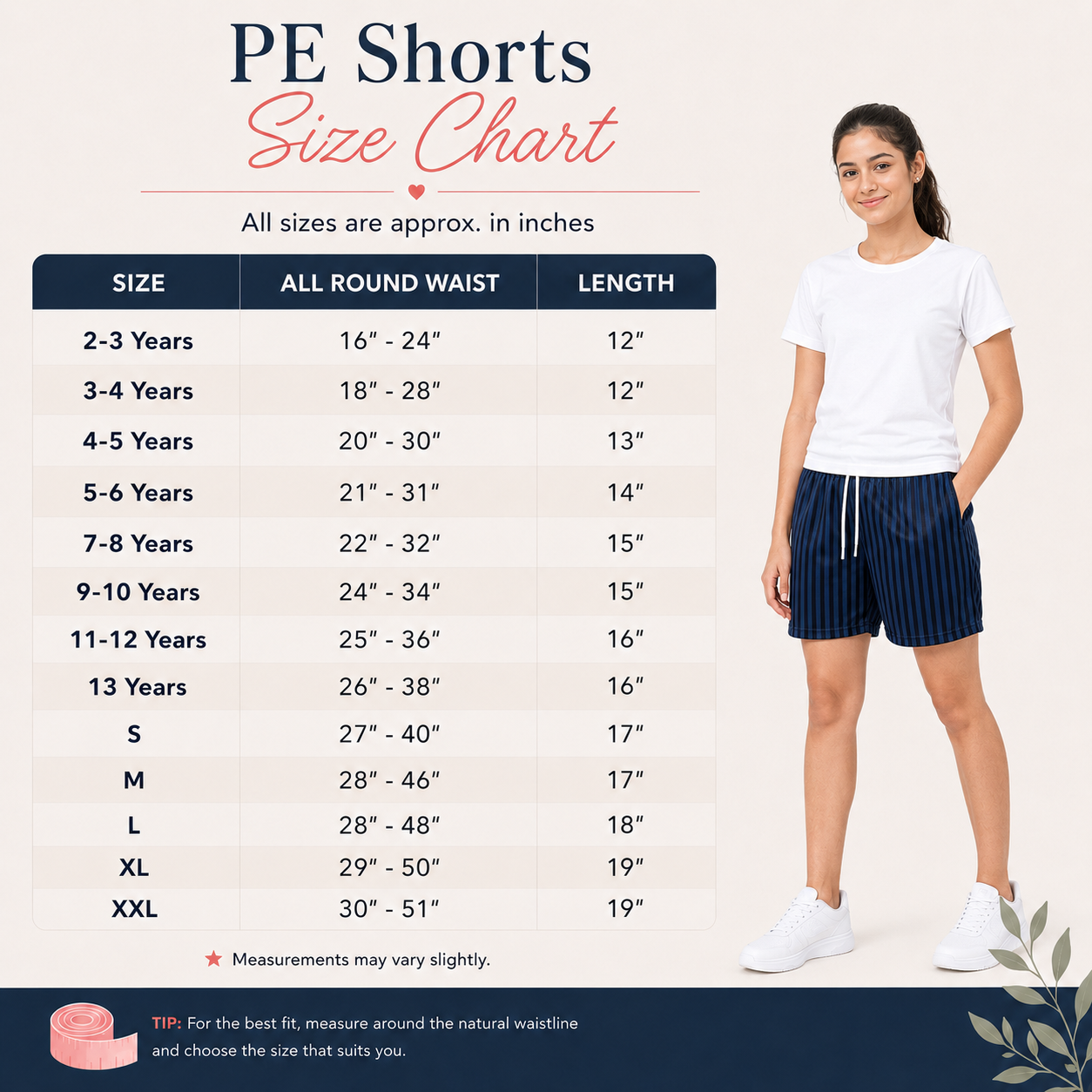 Pack of 2 Girls PE Shadow Stripe Shorts | 7 Colours