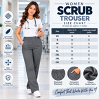 Women's healthcare uniform trousers size chart