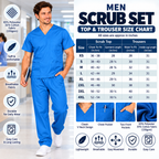 Men's Medical Scrub Set size chart