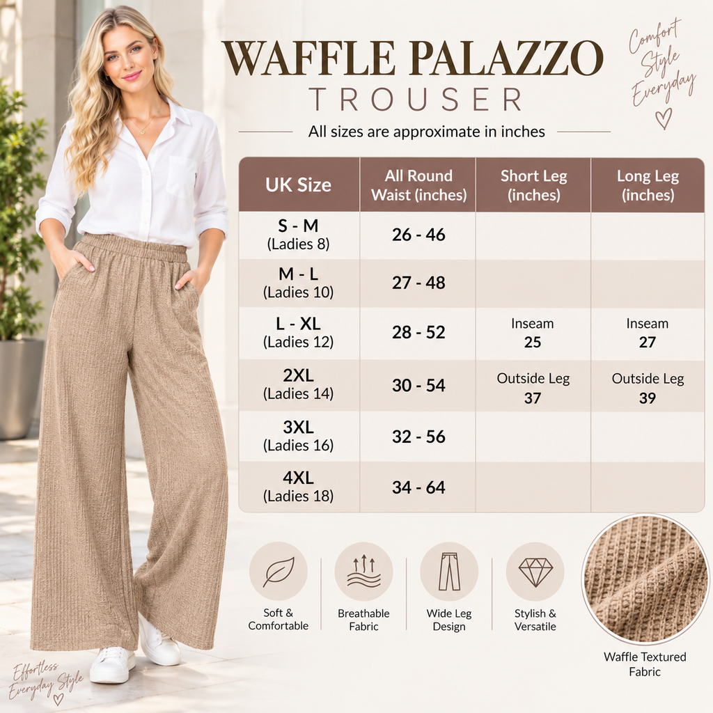 Waffle Palazzo Trousers | 7 Colours