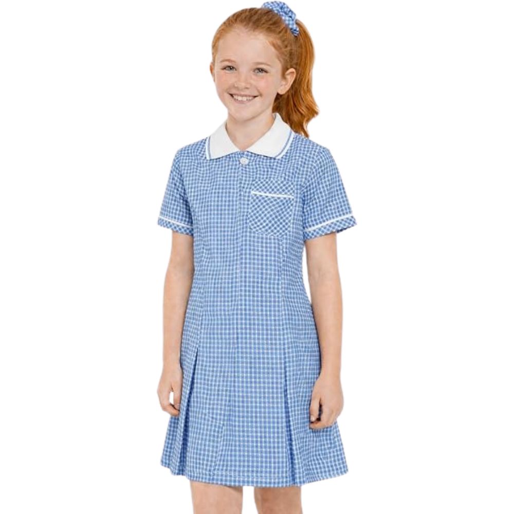 Girls Gingham Check Pleated Dress | 7 Colours