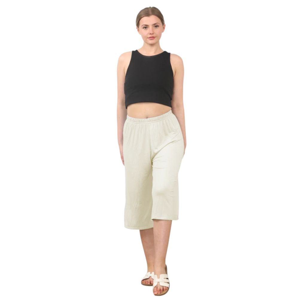 Plain Elastic Waist Culottes Cropped Shorts | 11 Colours