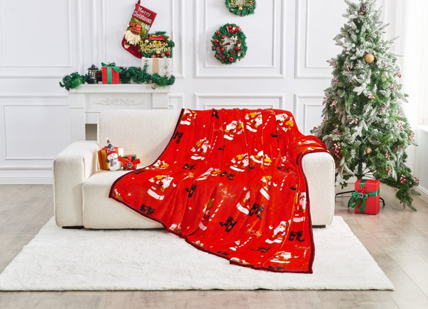 Santa Mail Xmas Flannel Sherpa Throw