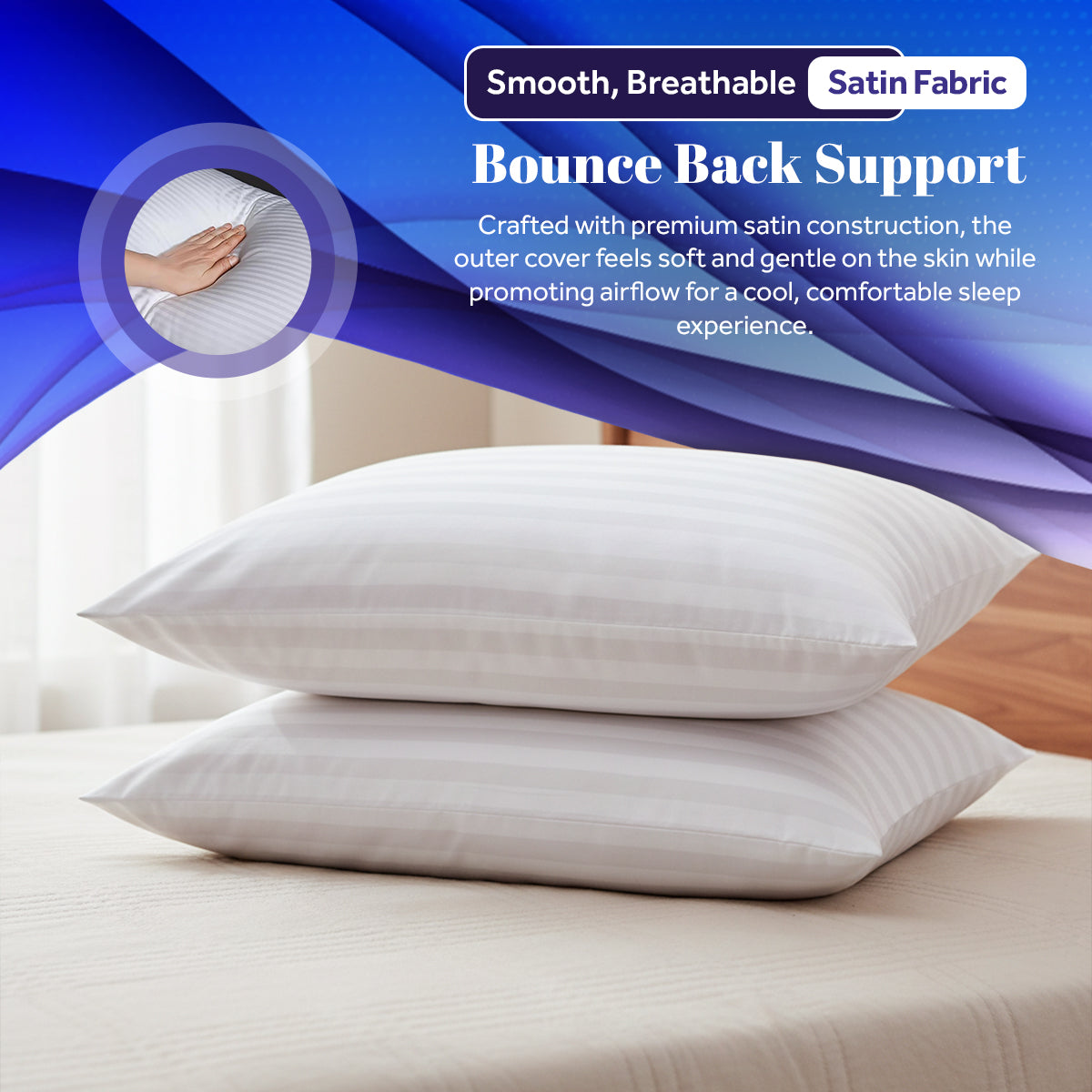 Satin Stripe Bounce Back Pillows | Pack of 2