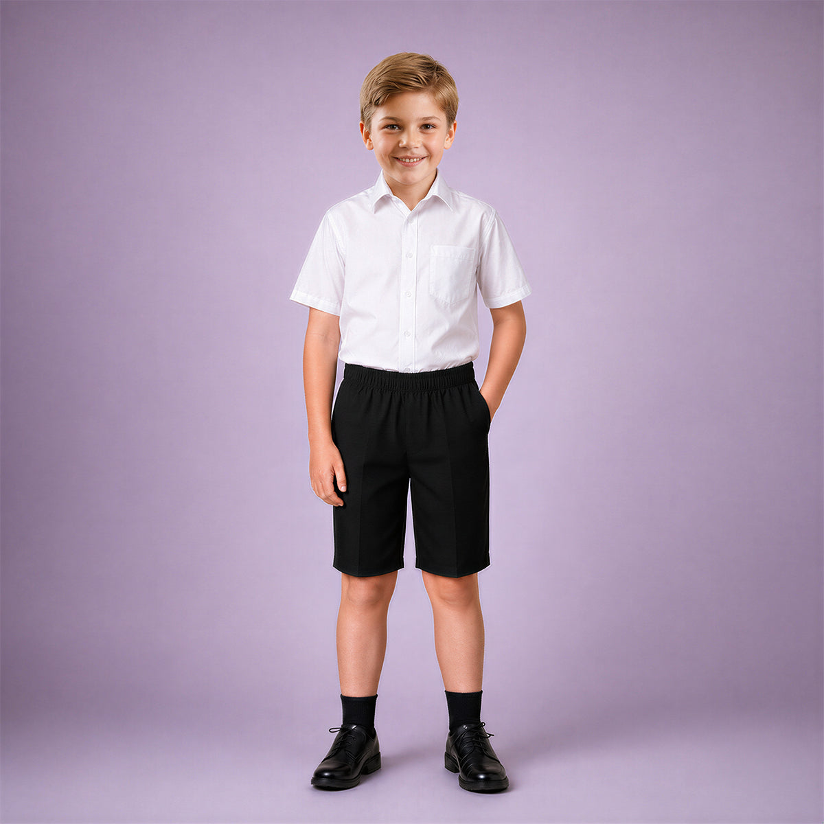 Black Pull-On School Shorts – Full Elasticated Waist