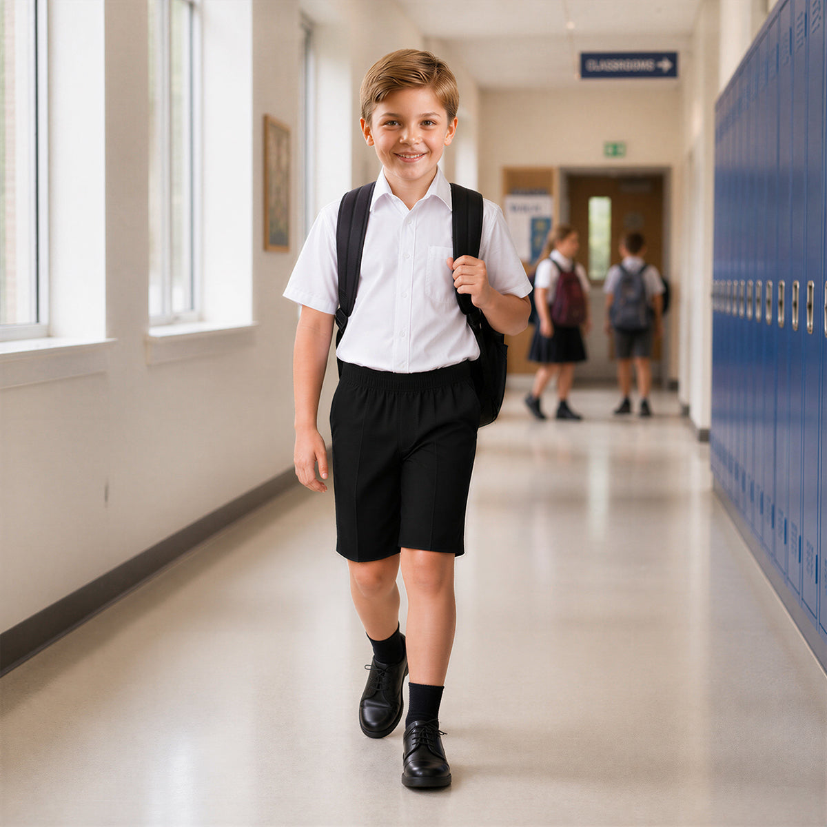 Black Pull-On School Shorts – Full Elasticated Waist