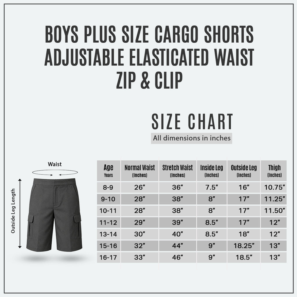 Pack of 2 Grey Plus Size Adjustable Waist Cargo Shorts | Zip & Clip