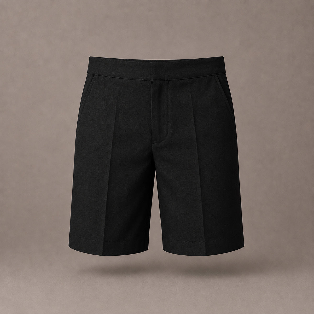 Black Half Elastic Pull Up Boys School Shorts